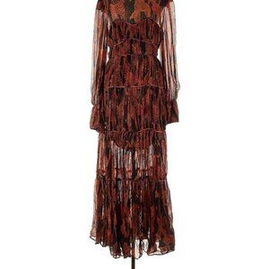 Farm Rio Giraffes Puff Sleeve Maxi Dress Size M